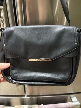 Coach Black Leather Flap Crossbody with Polished Hardware